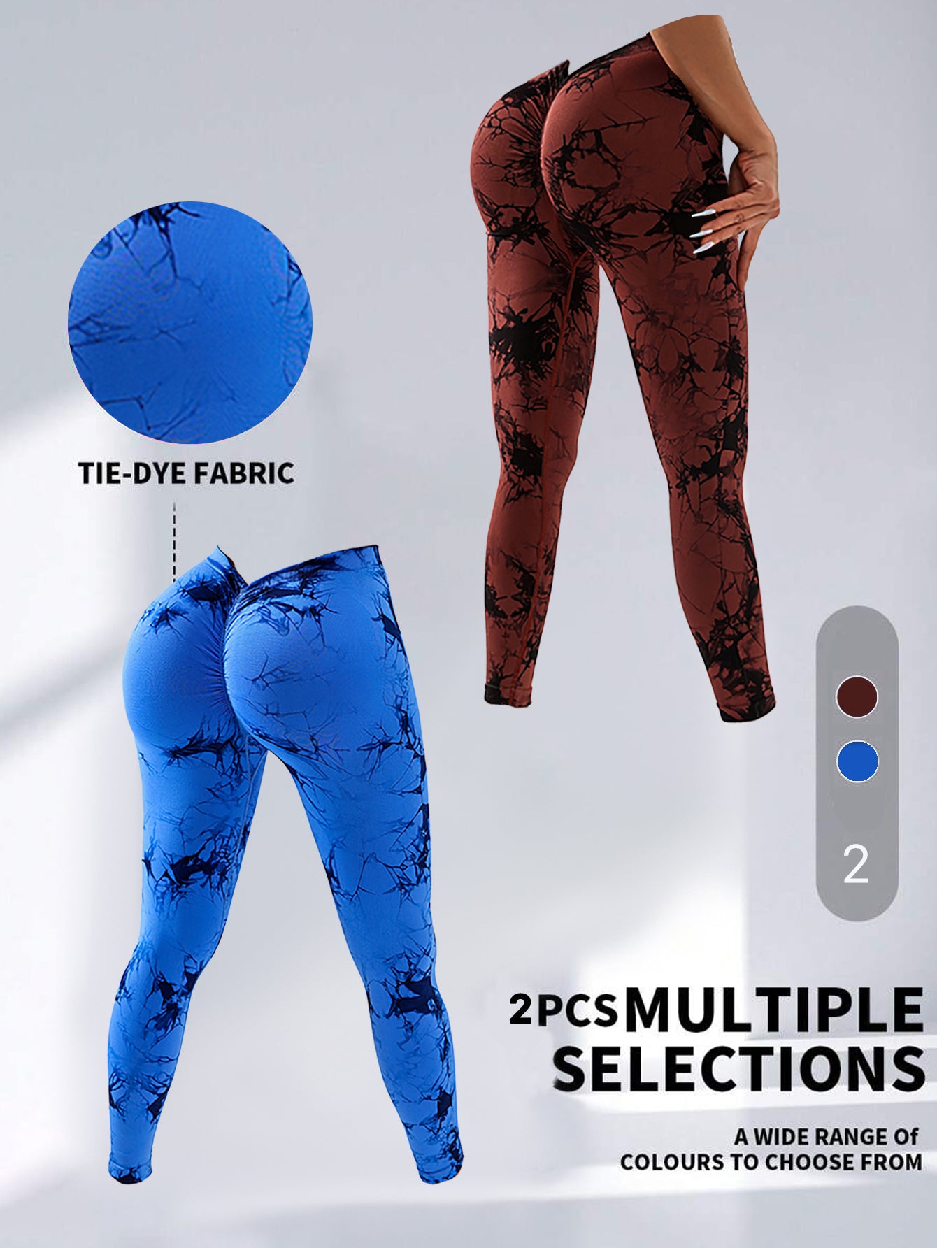 2 Pack Tie-Dye High Waist V-Back Yoga Leggings