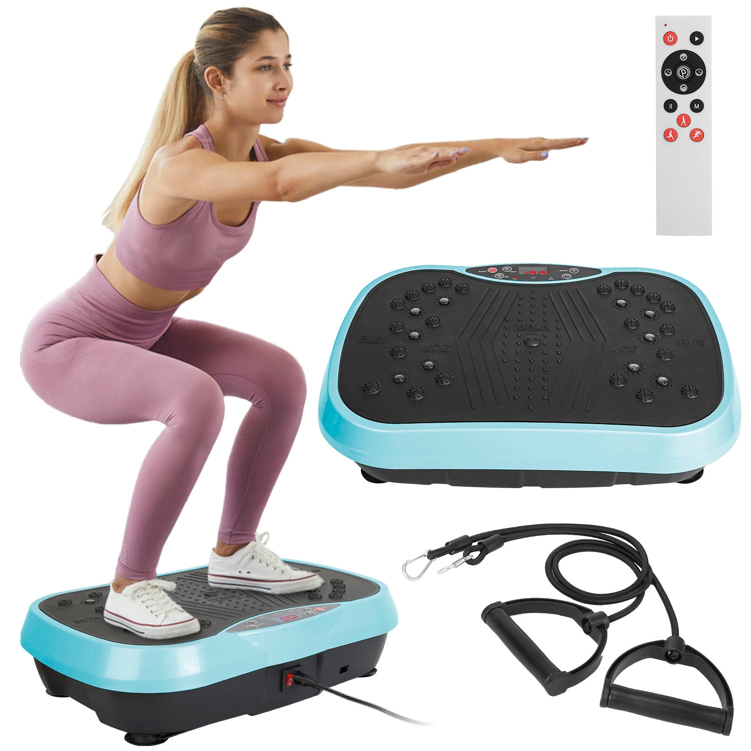 Vibration Exercise Machine with Resistance Bands & Remote Control