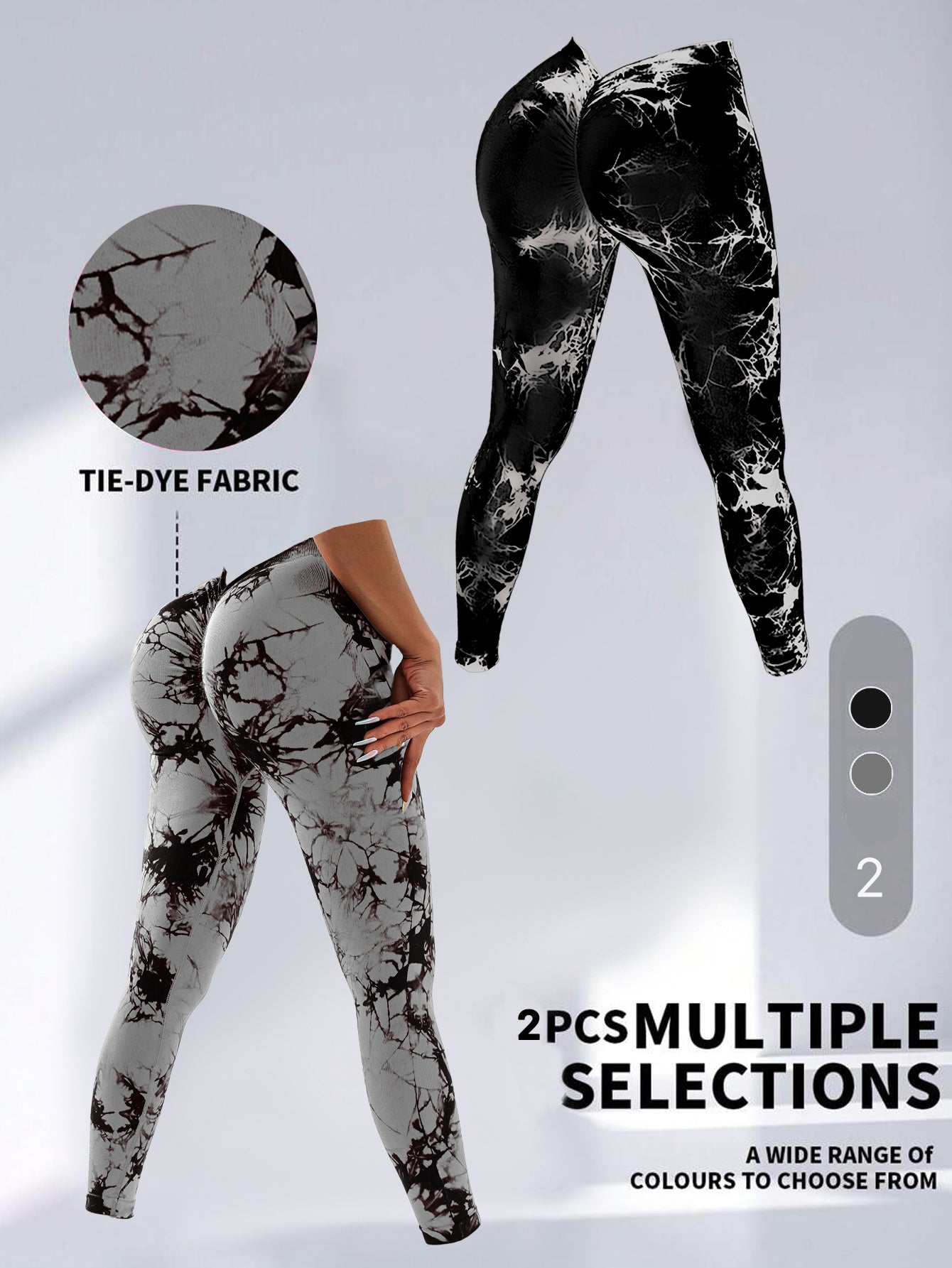 2 Pack Tie-Dye High Waist V-Back Yoga Leggings