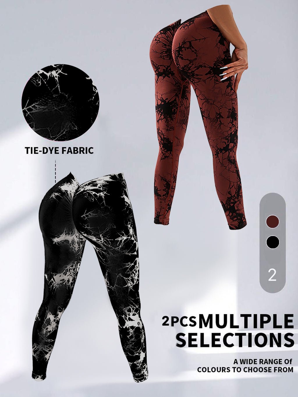 2 Pack Tie-Dye High Waist V-Back Yoga Leggings