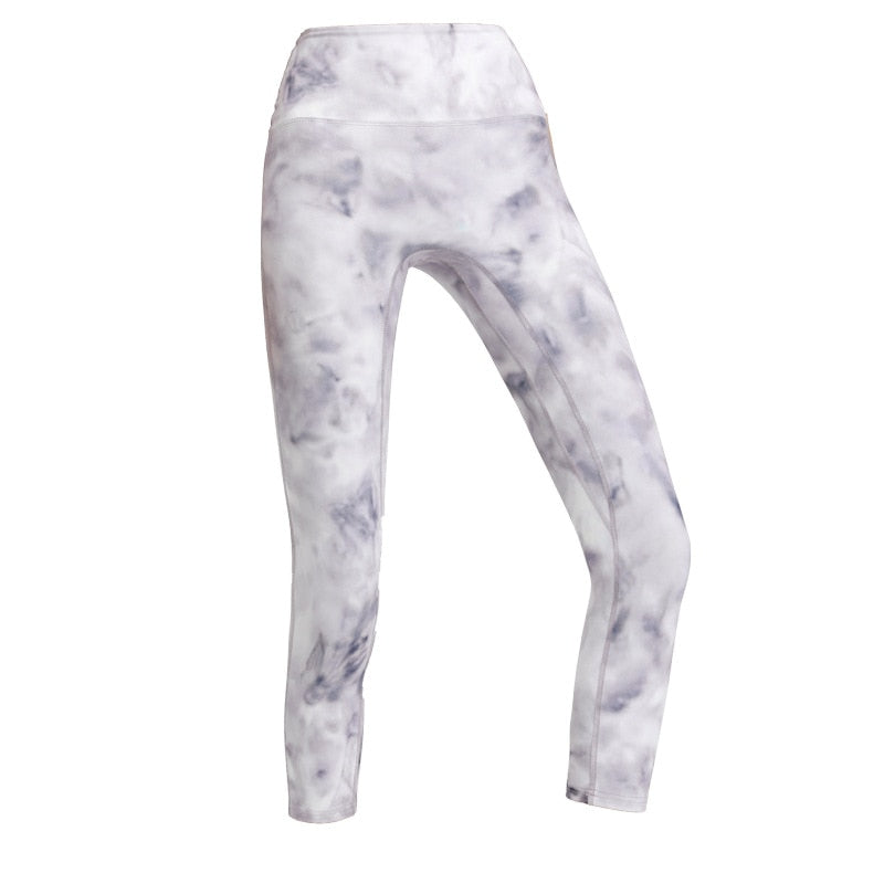 Tie Dye NO FRONT SEAM Sport Gym Yoga Capri Leggings Women